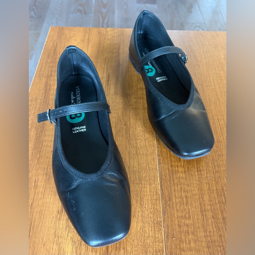 Size 8 Genuine Leather Black Ballet Flats (Verderosmarino) - Picture 3 of 8